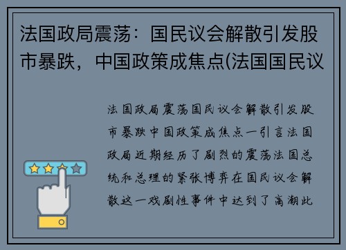 法国政局震荡：国民议会解散引发股市暴跌，中国政策成焦点(法国国民议会官网)