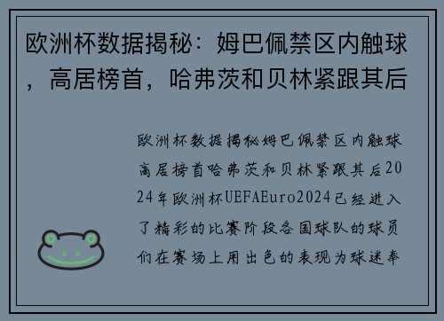 欧洲杯数据揭秘：姆巴佩禁区内触球，高居榜首，哈弗茨和贝林紧跟其后